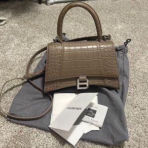 Balenciaga Small Croc Embossed Hourglass